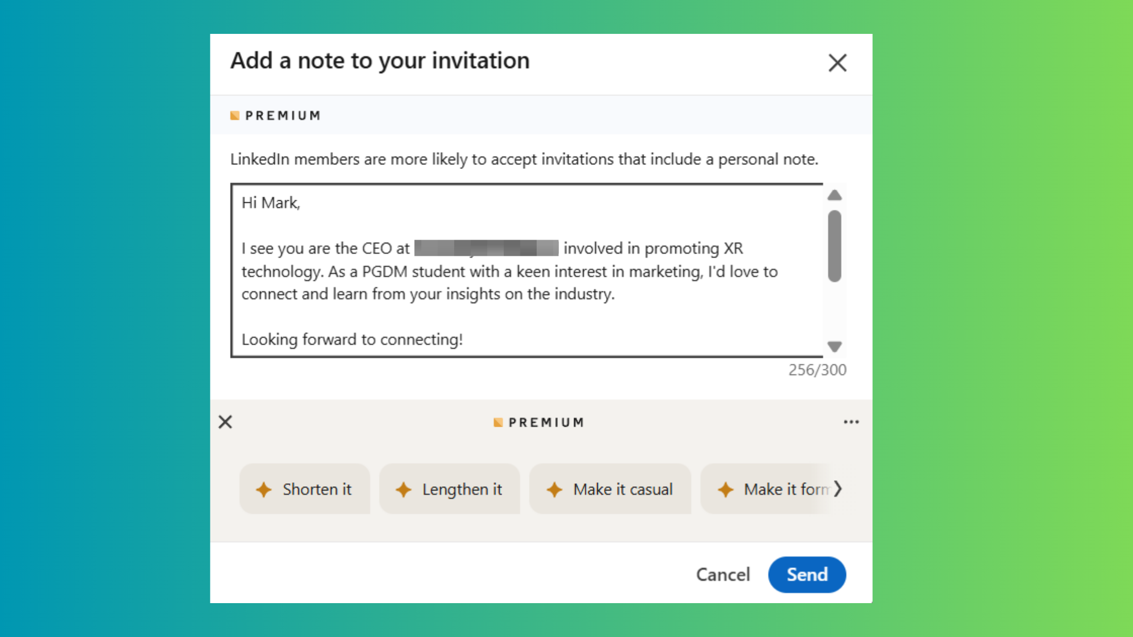 LinkedIn Connection Request Message