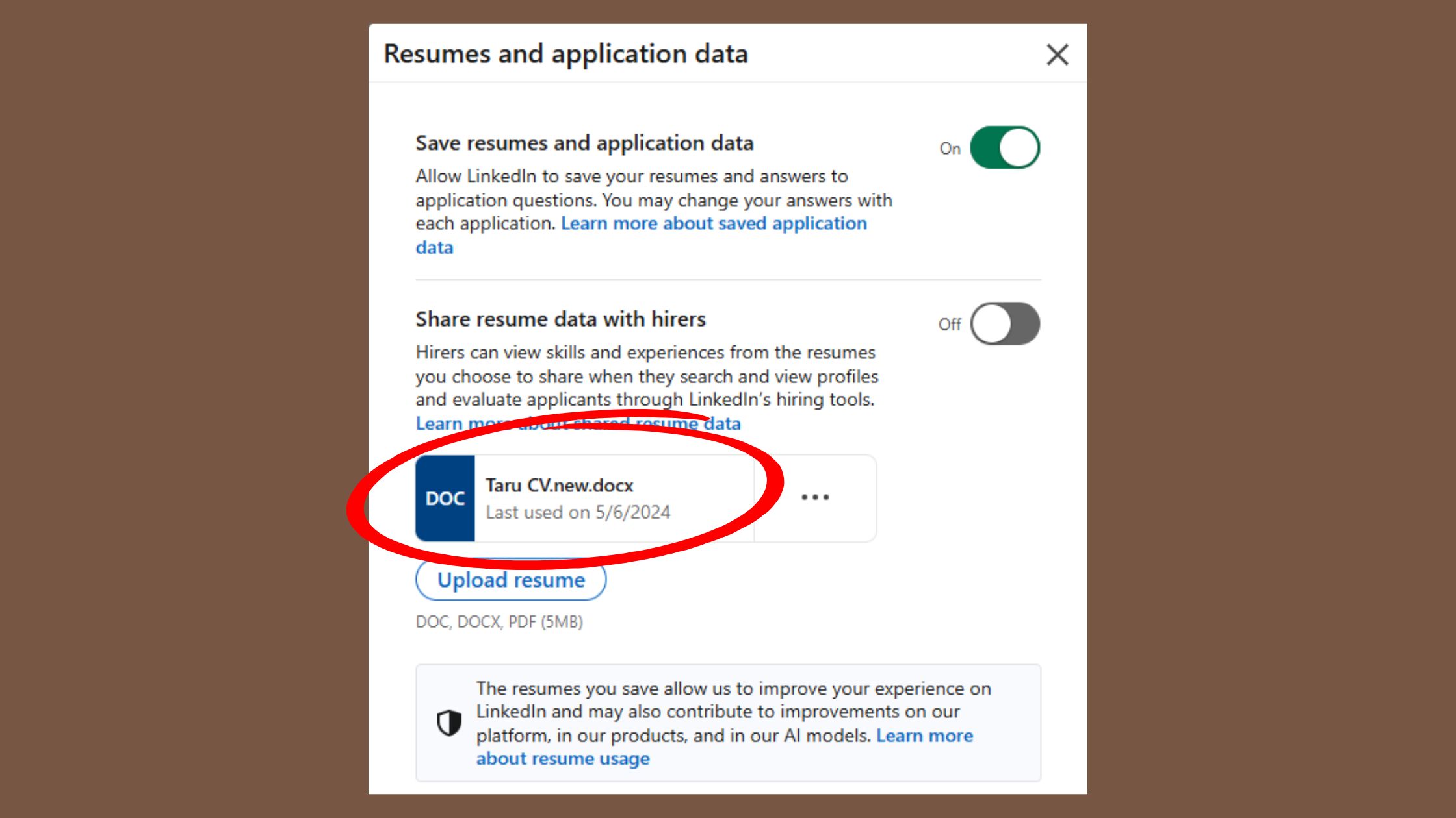 Resume on Linkedin