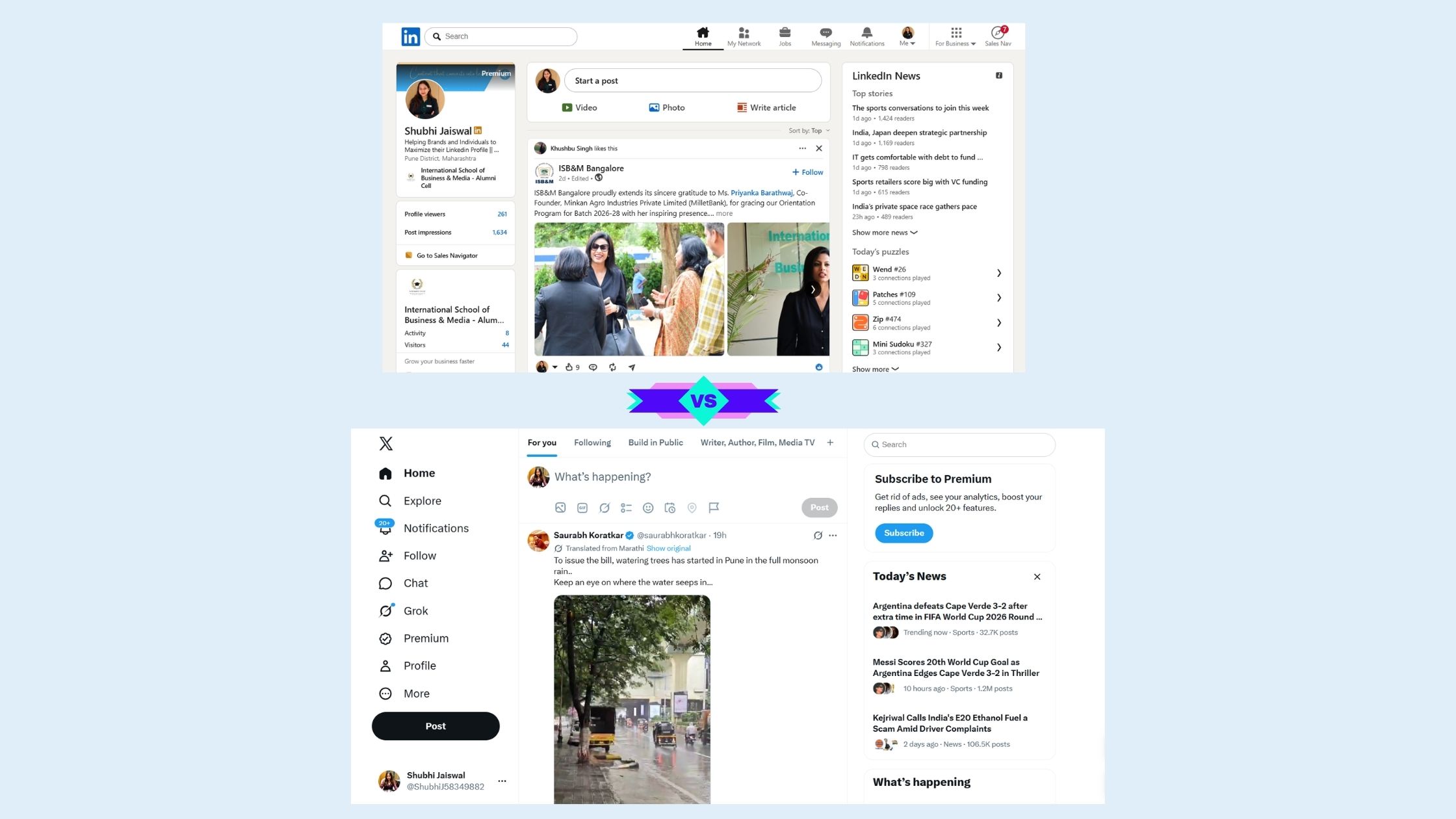 LinkedIn vs Twitter (X)