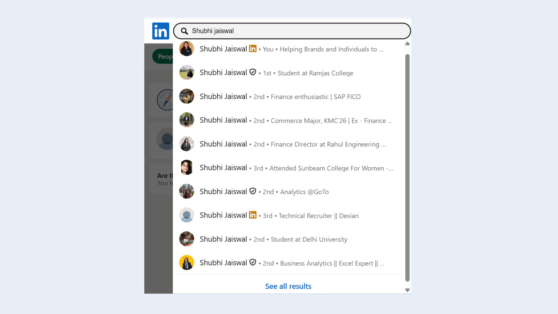 Find someone on LinkedIn by name