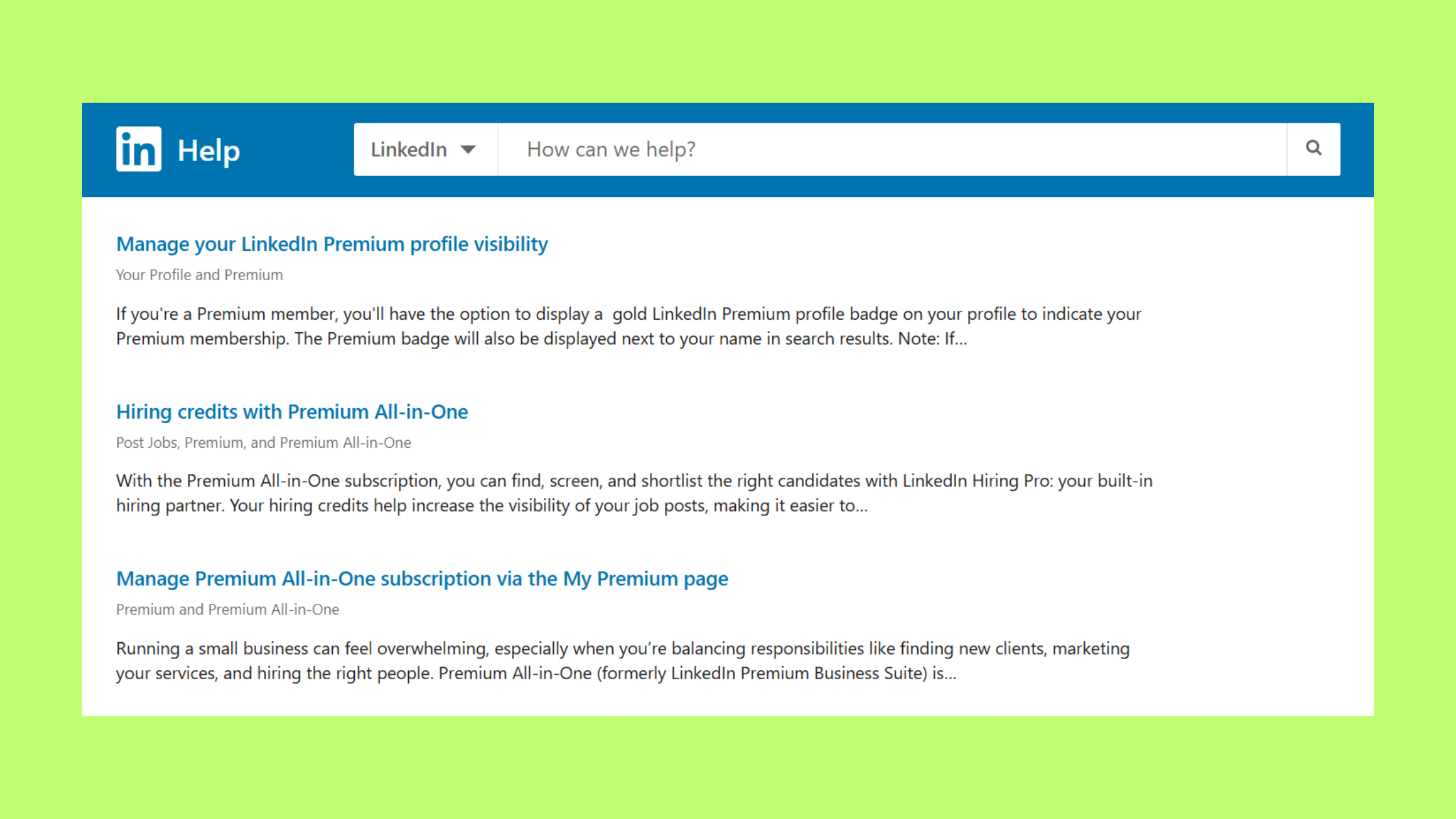 LinkedIn Premium feature