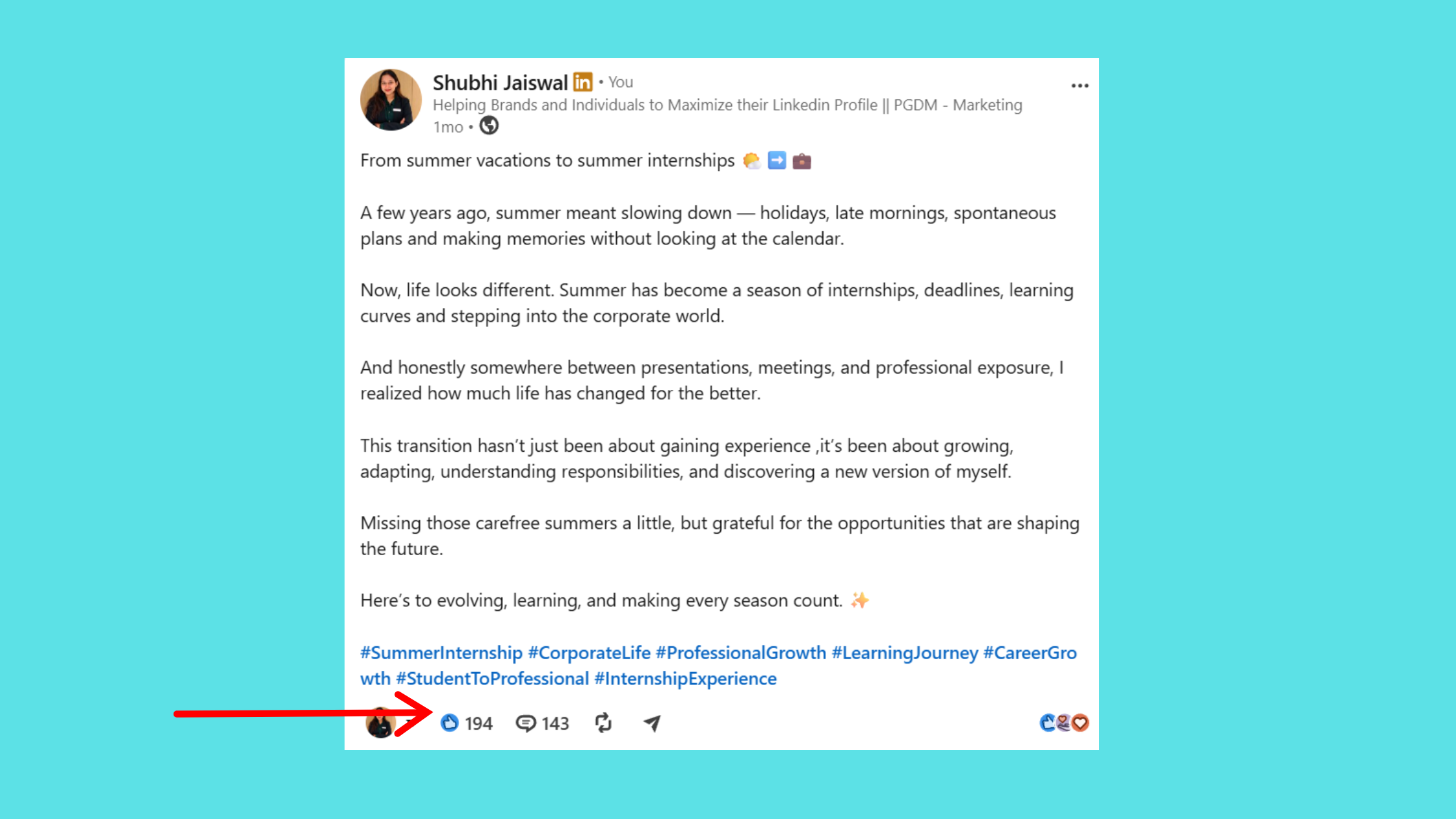 LinkedIn storytelling post