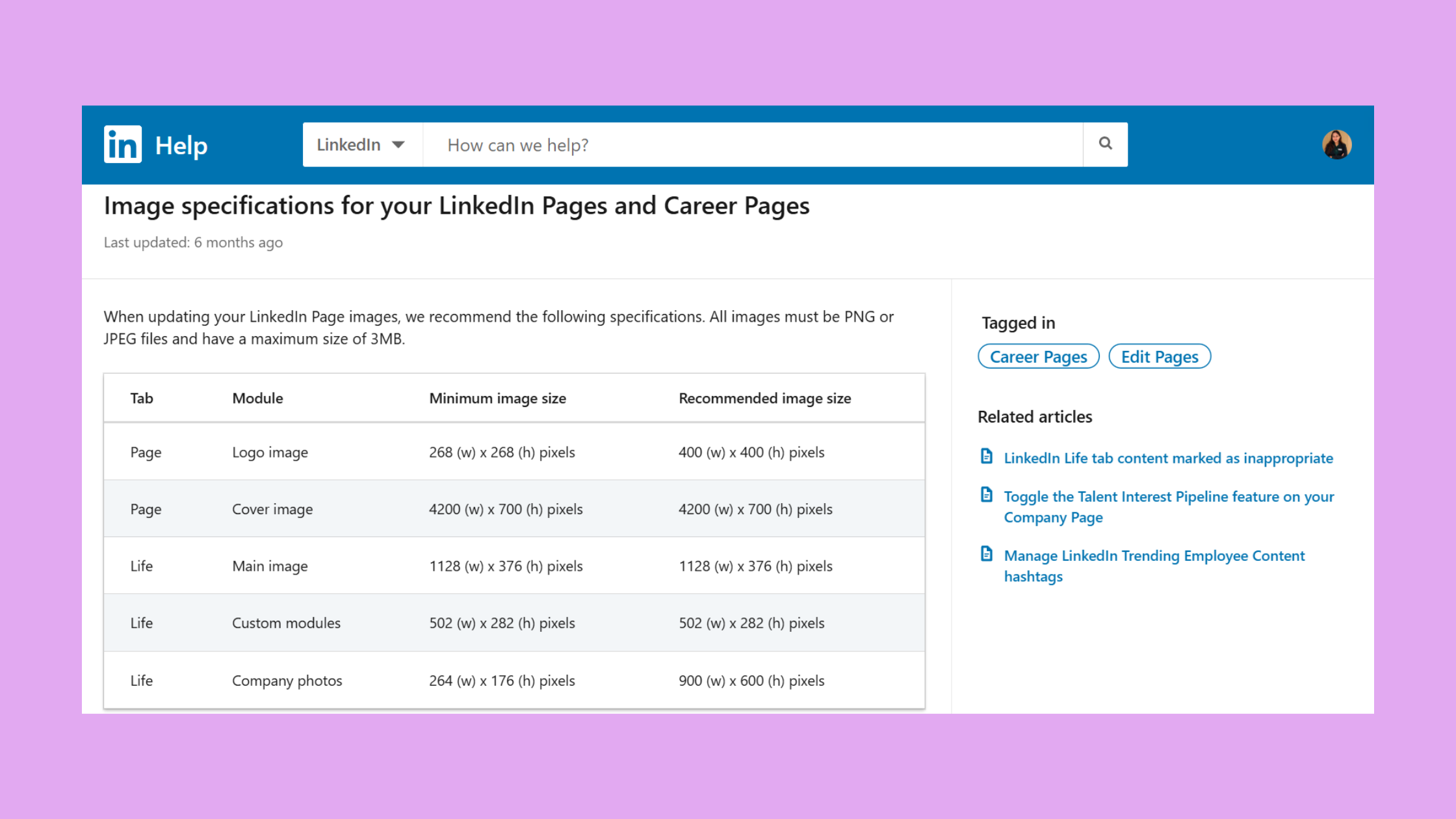 LinkedIn Image Size Guide