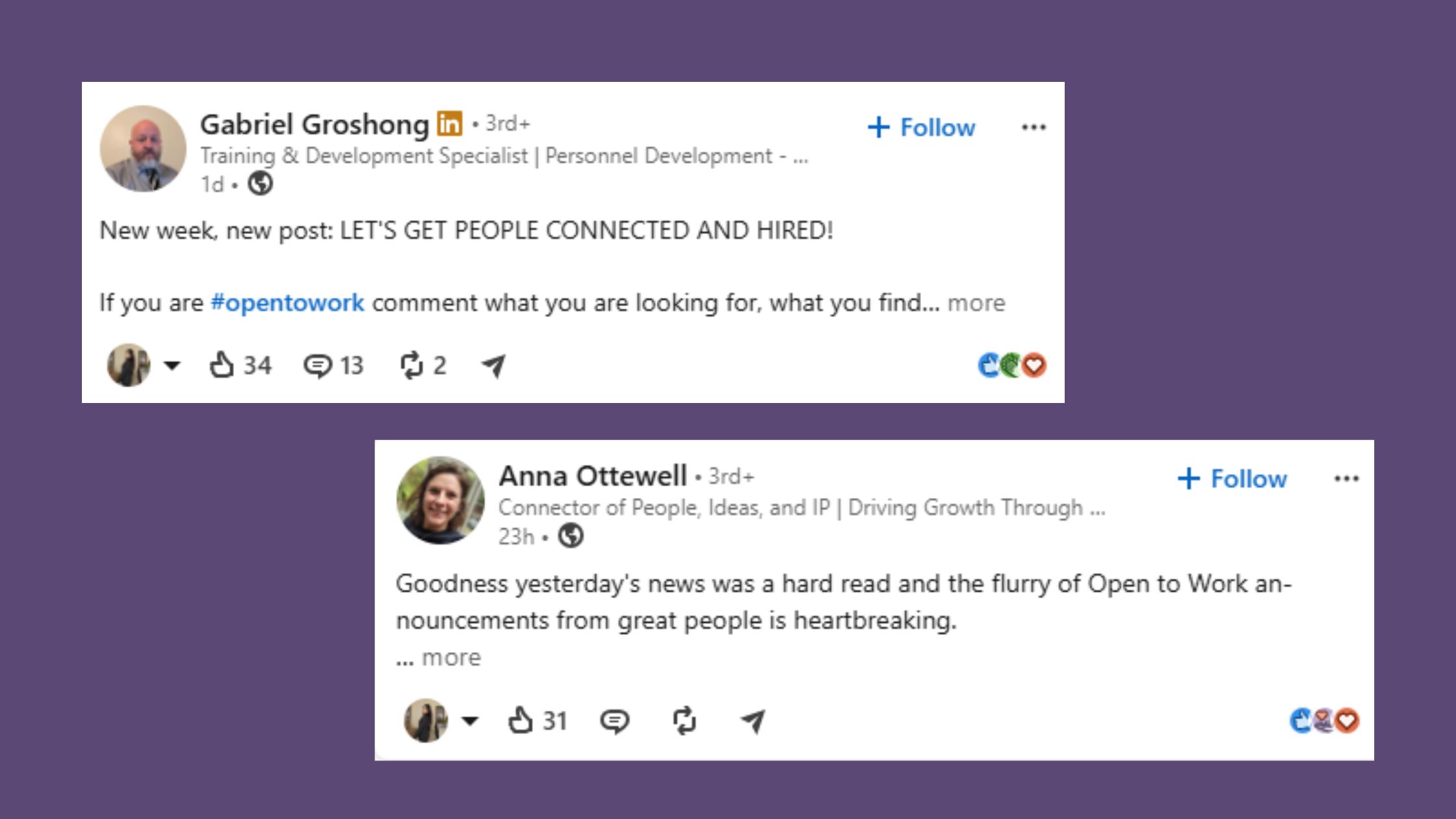 Industry-Specific Open to Work Post Examples