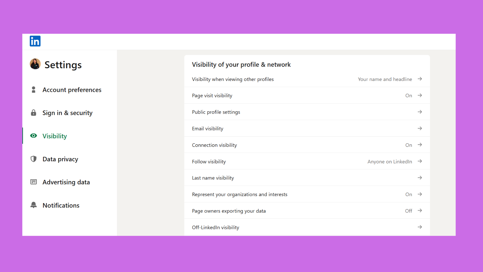 Profile Visibility Settings