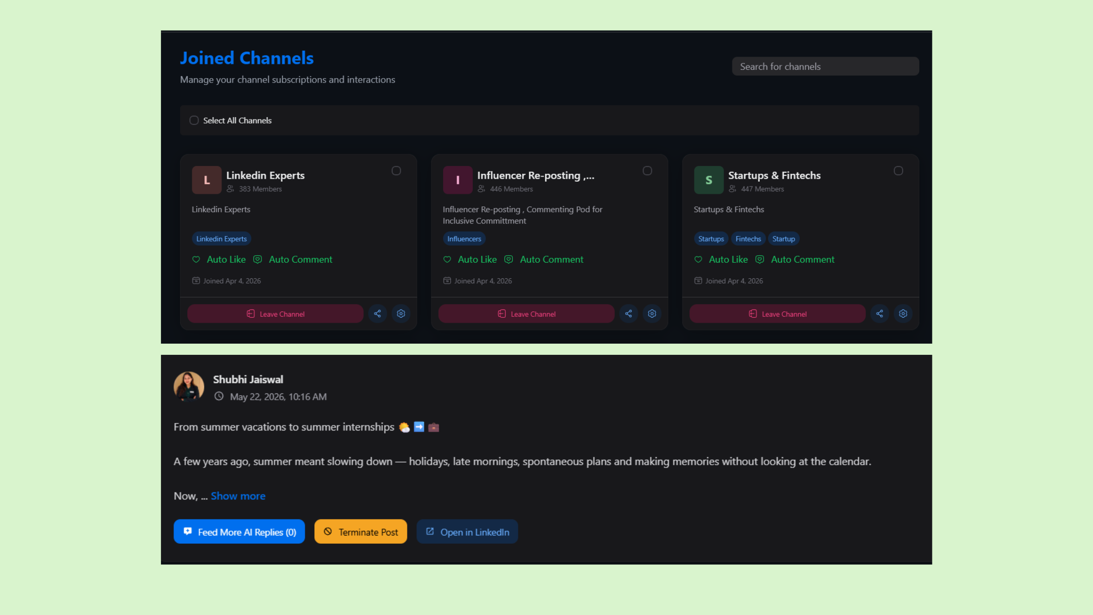 HyperClapper's Channels and AI Replies Work