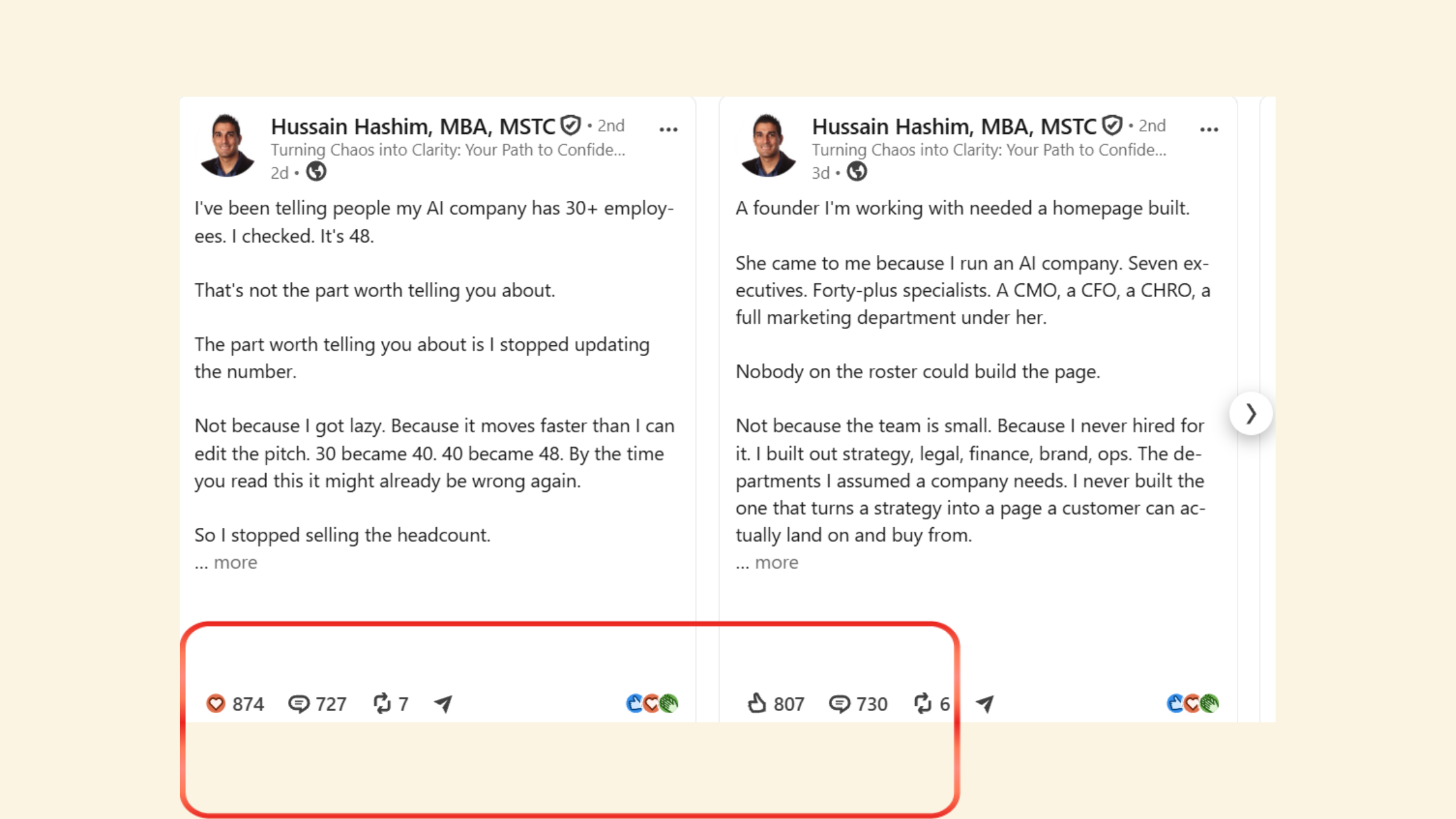 A high-engagement LinkedIn post