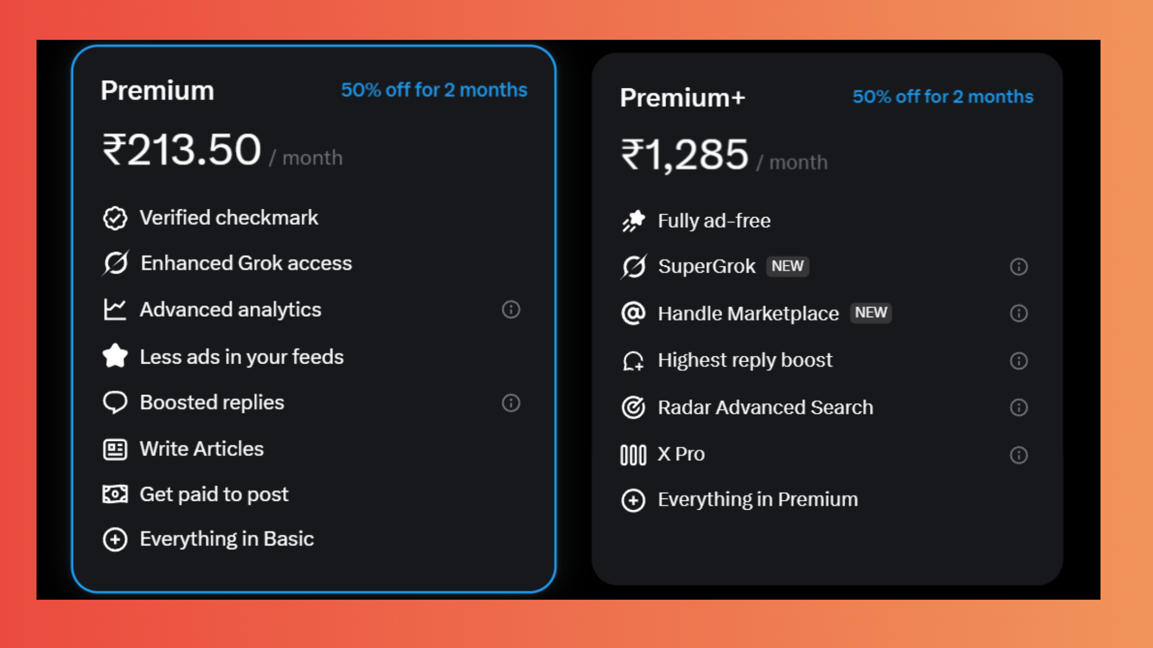 X Premium plans