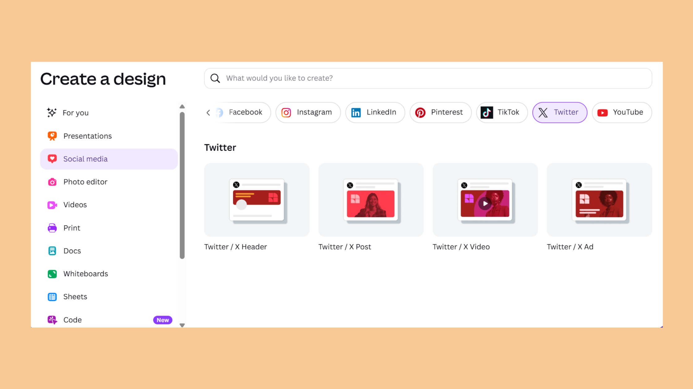 Twitter post template in Canva