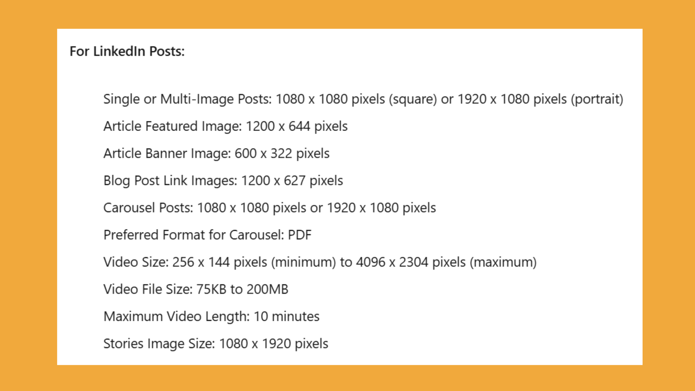 LinkedIn Post Image Size