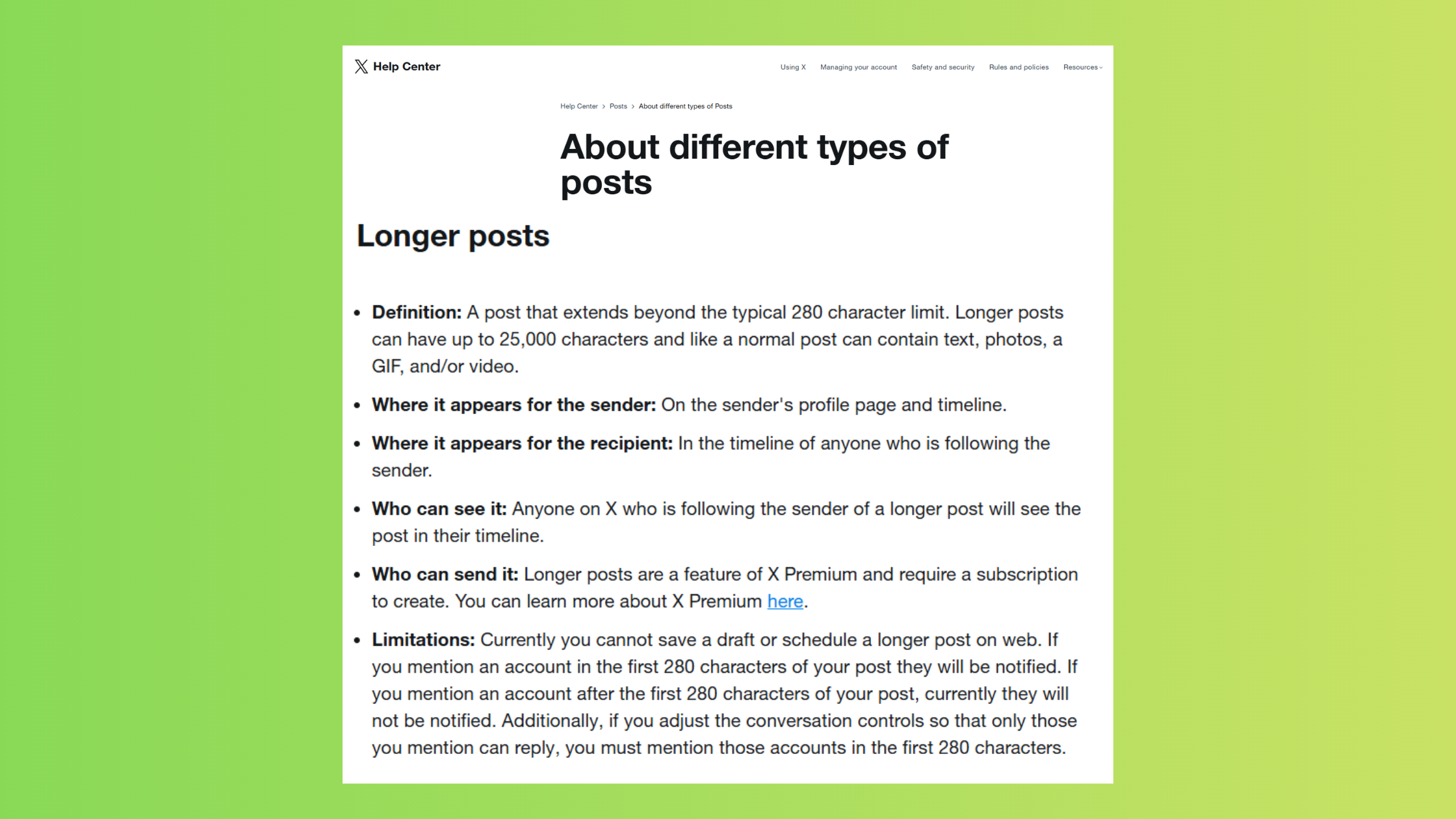 The X post character limit