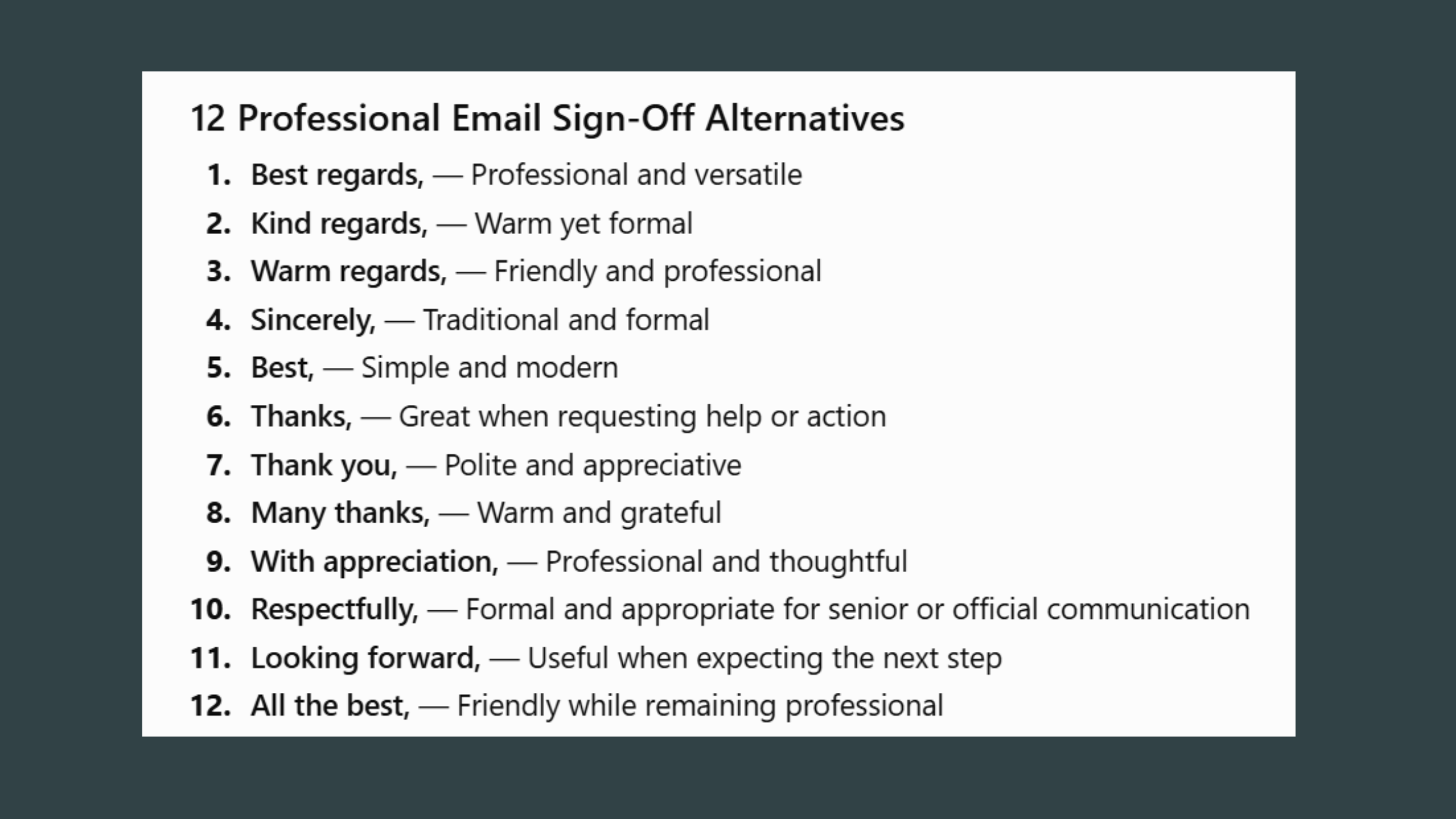 12 Professional Email Sign-Off Alternatives