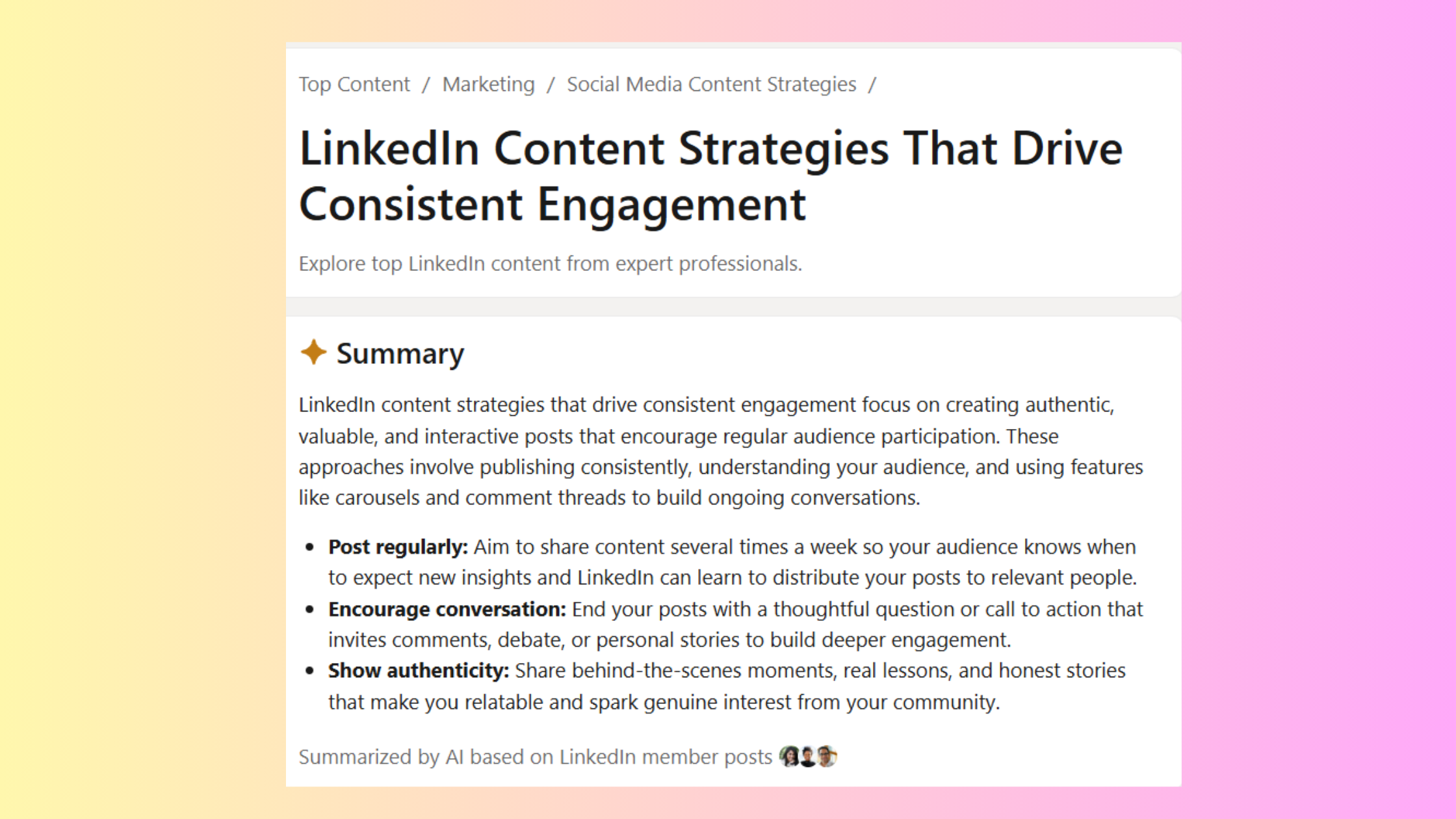 LinkedIn content strategy for engagement