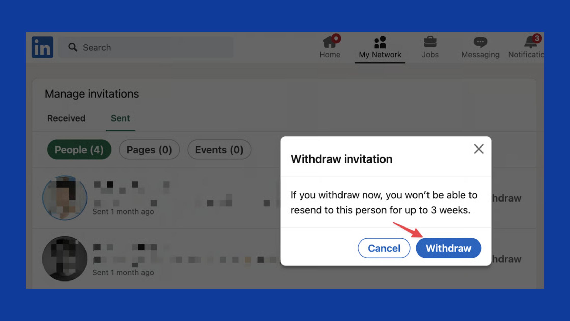Withdraw a LinkedIn Invitation