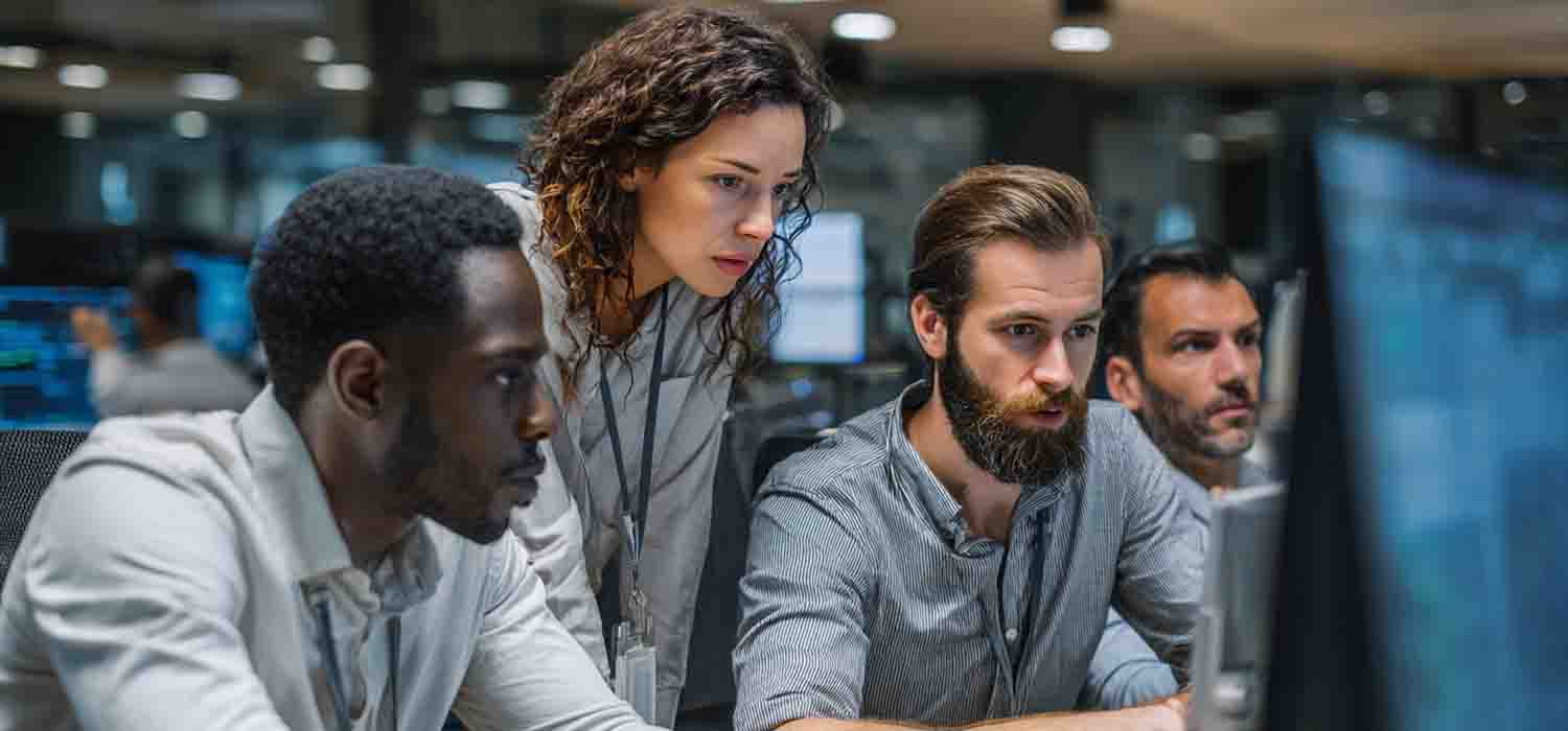 Business team developing an IT disaster recovery process to prevent downtime and data loss