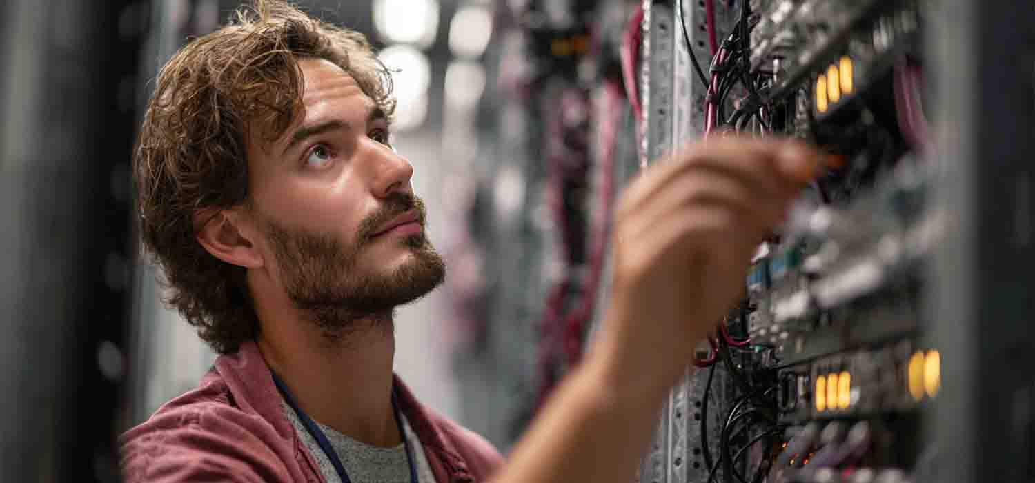 IT specialist restoring systems and data after a business disaster