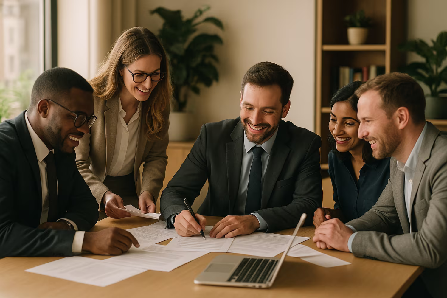 Staff collaborating on regulatory compliance