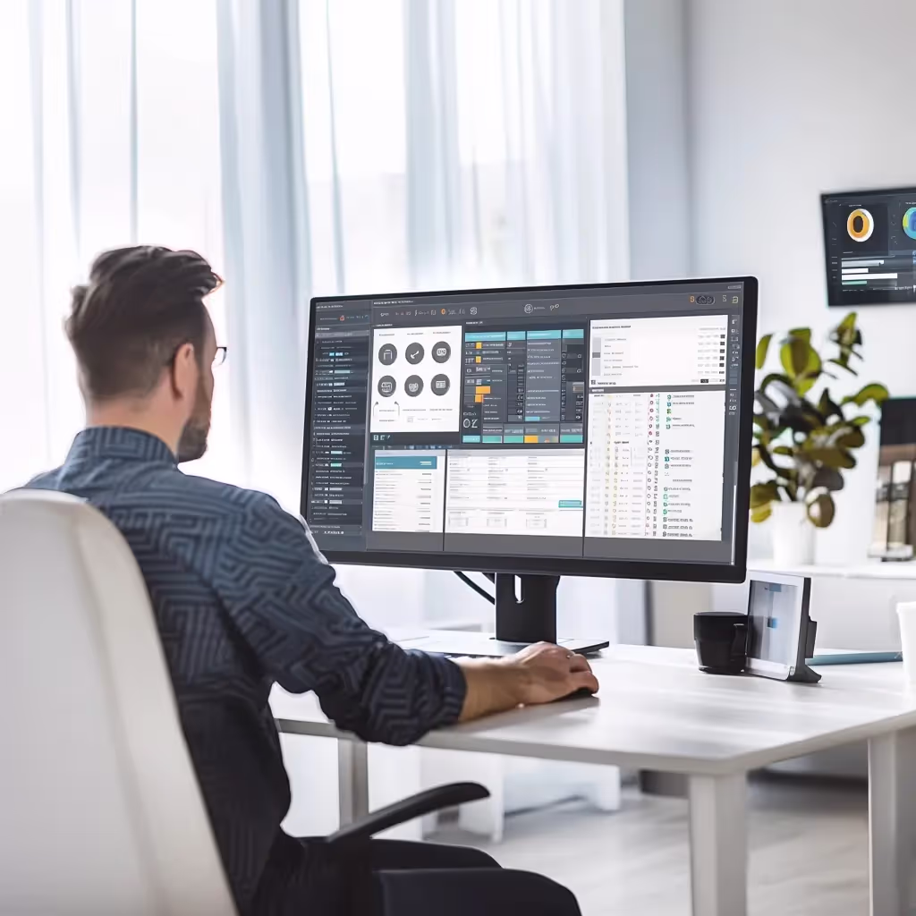 IT security agent working on his powerhouse software.