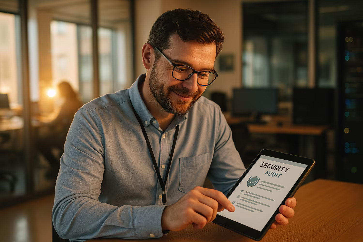 IT professional conducting security audit