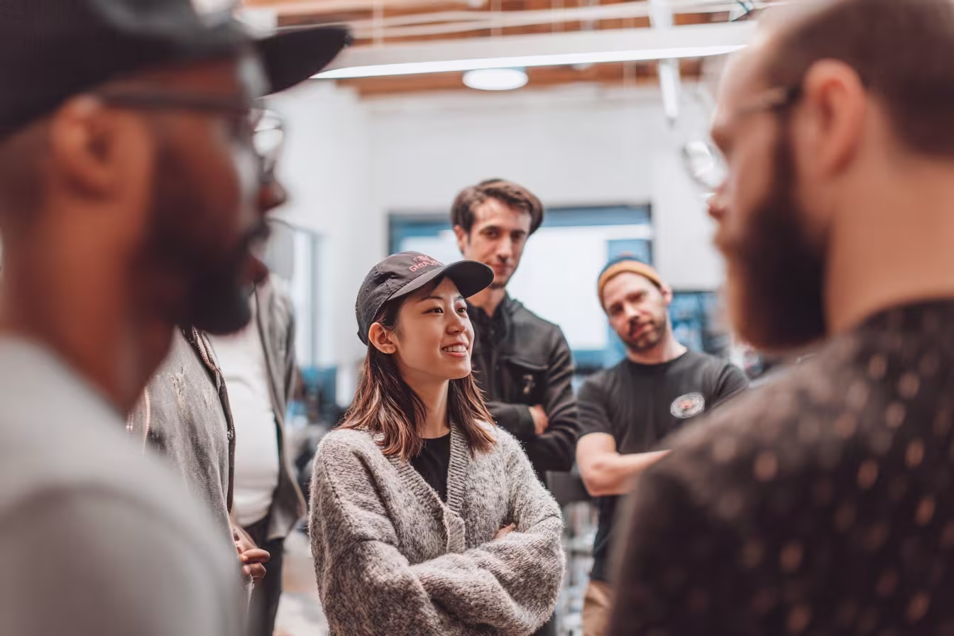 Diverse team discussing basics of AI