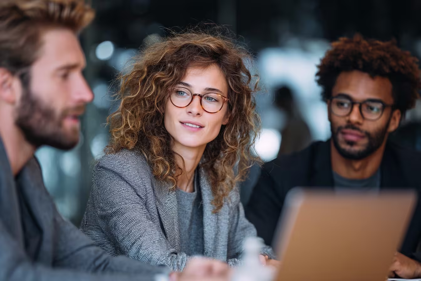 Diverse professionals discussing IT security threats