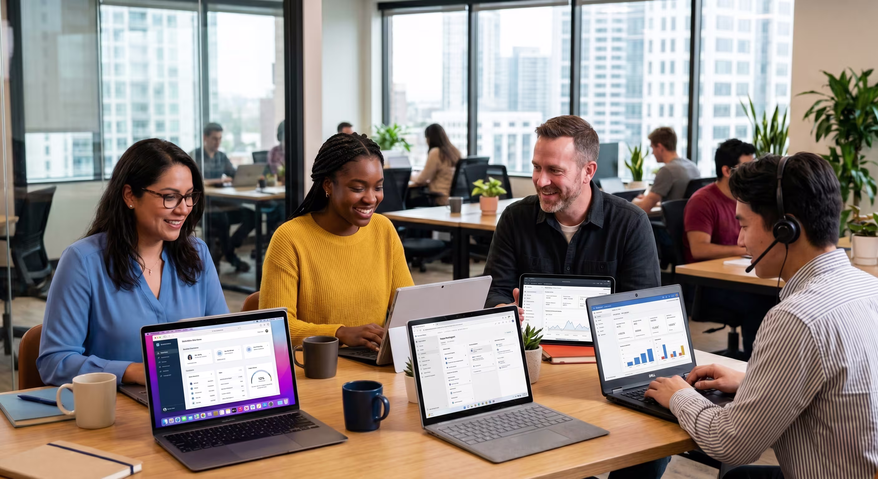 Diverse employees using cloud managed IT services