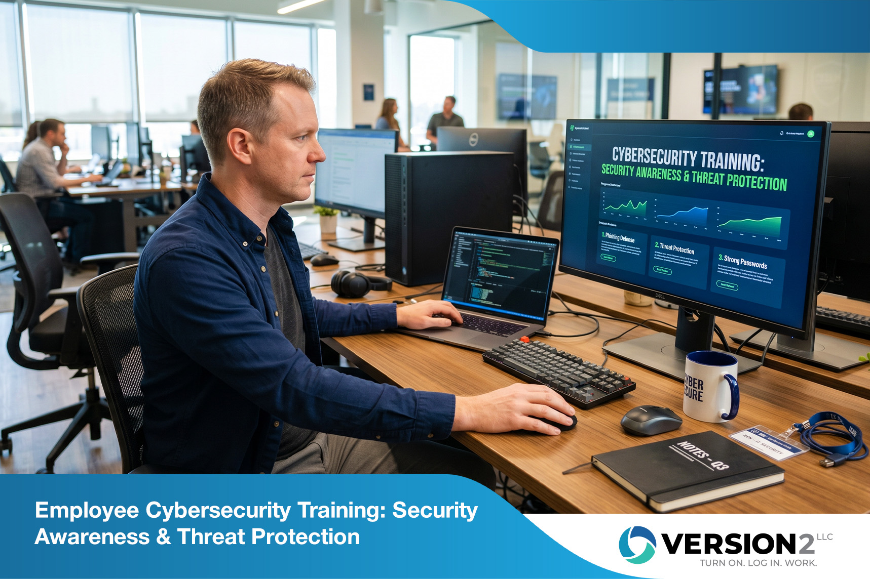 IT security agent working on his powerhouse software.