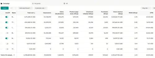 TikTok Shop campaign report