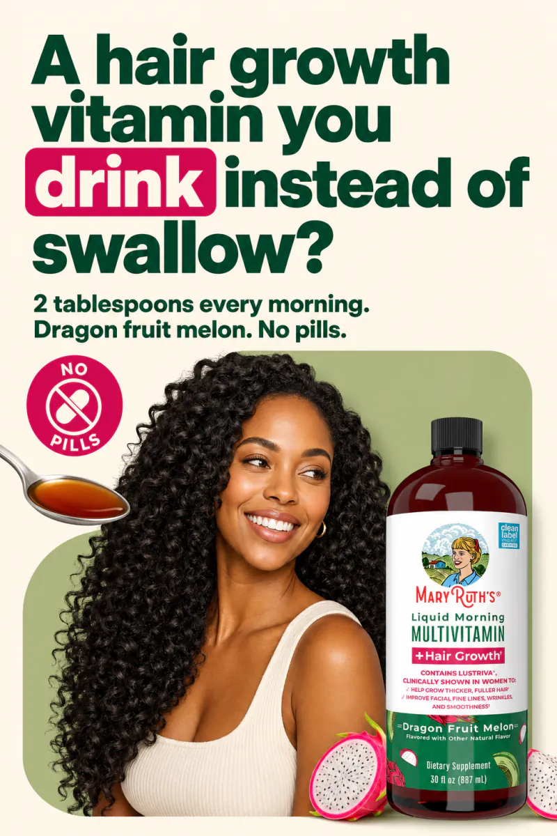 MaryRuth’s static: “A hair growth vitamin you drink instead of swallow?”
