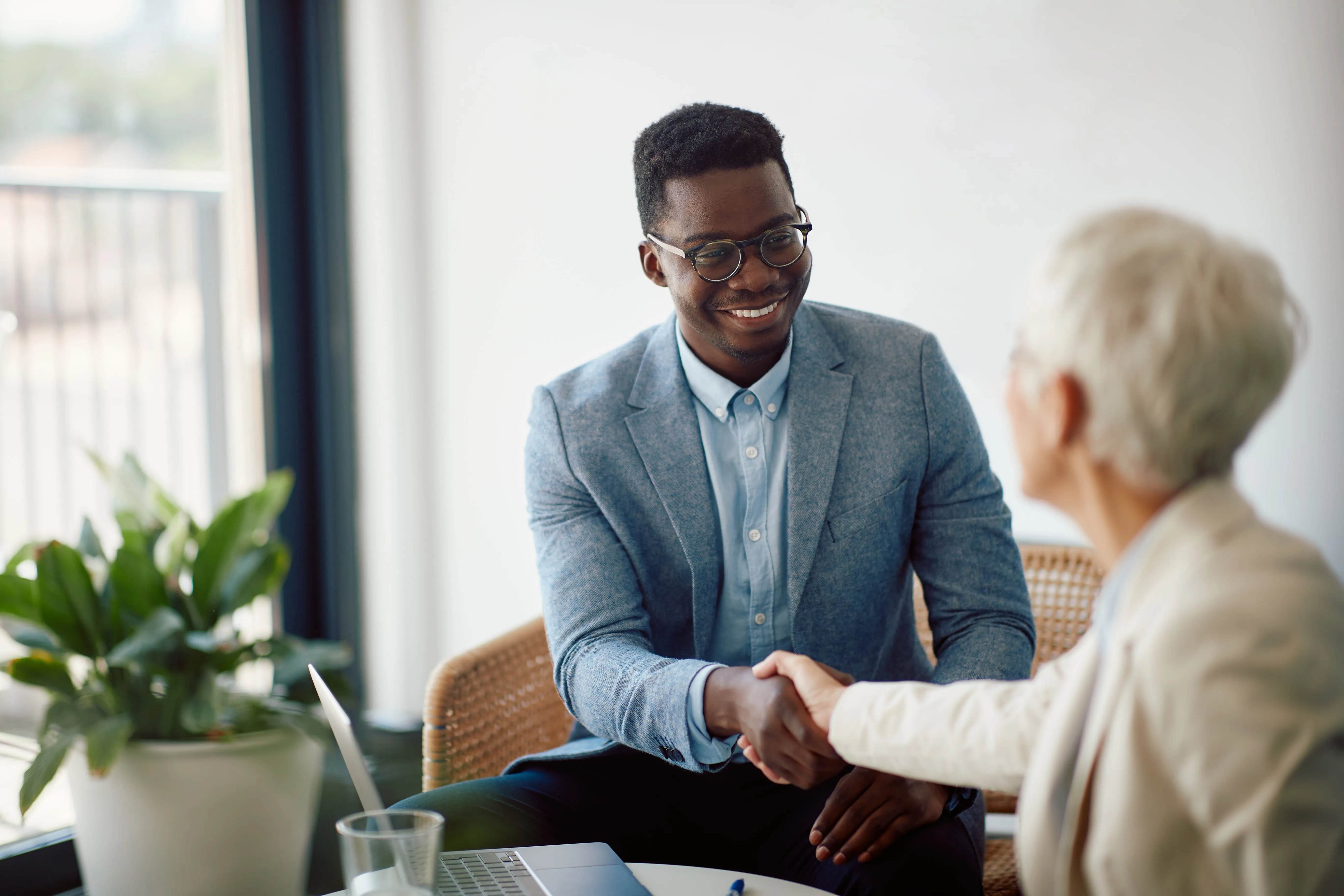Corporate handshake between business partners.