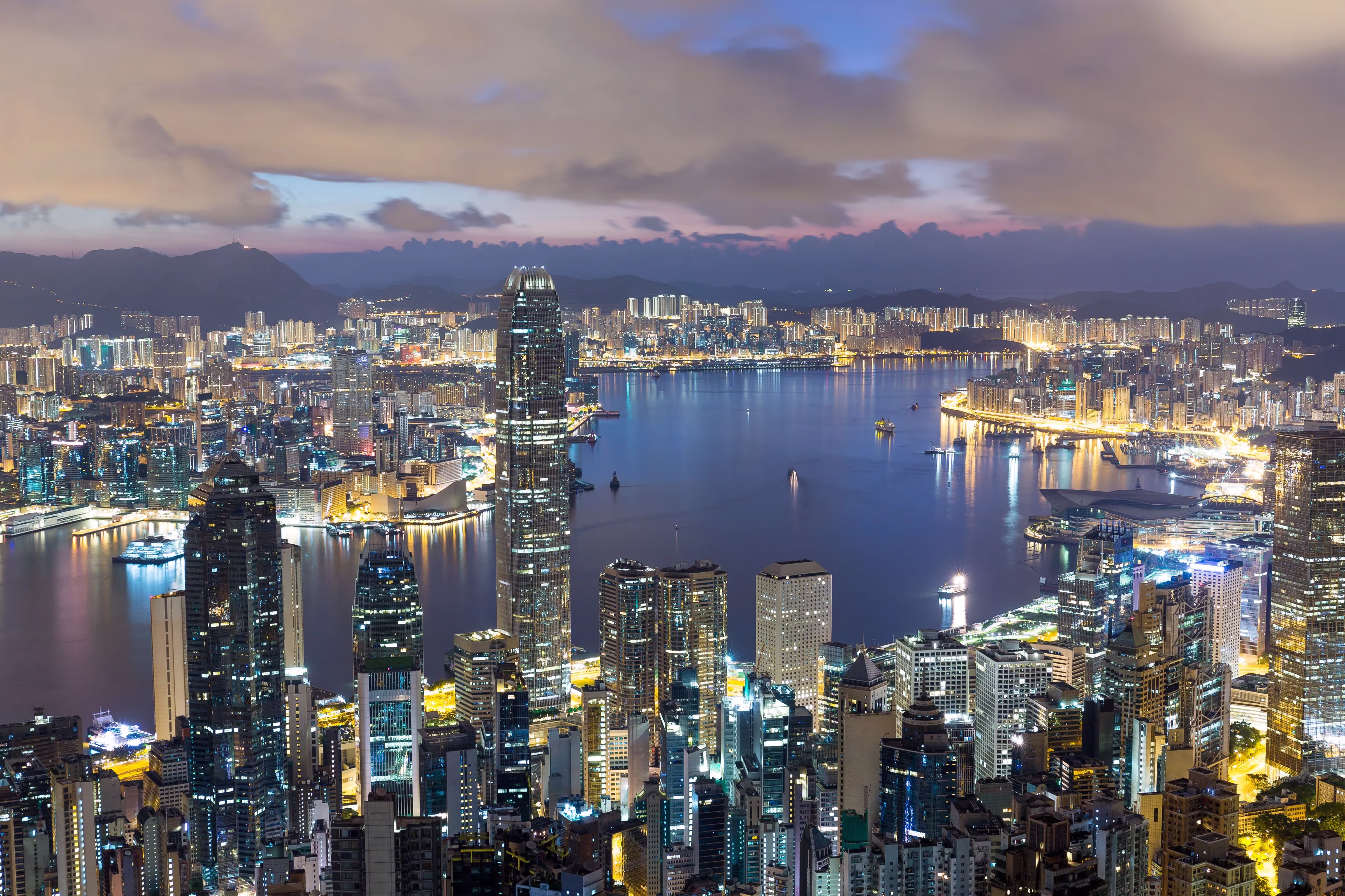 Hong Kong skyline.