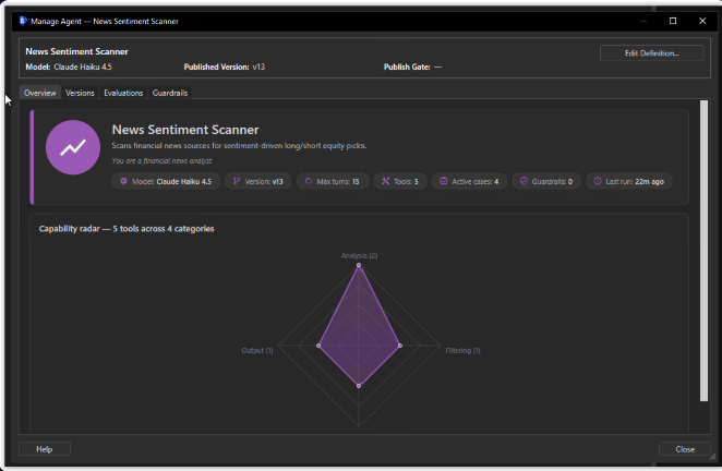 Manage Agent dashboard