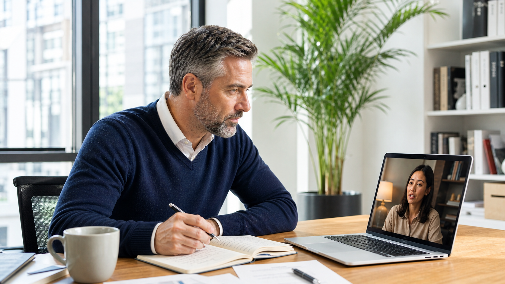 Mentor in a video call with international mentee