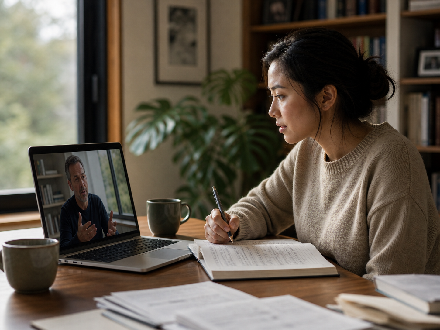 Researcher in an online meeting with industry mentor
