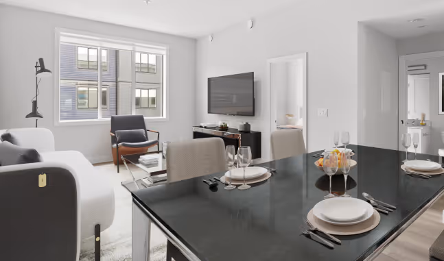 Cedarbrook Parkstone living room and dining area with window 