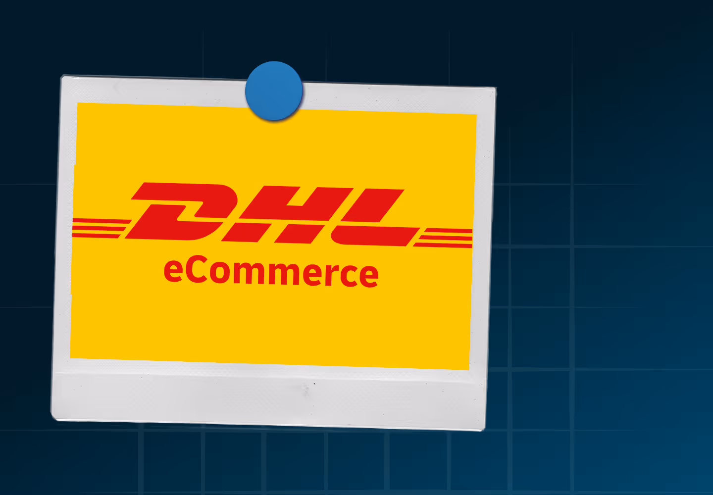 DHL E-commerce logo pinned to the wall