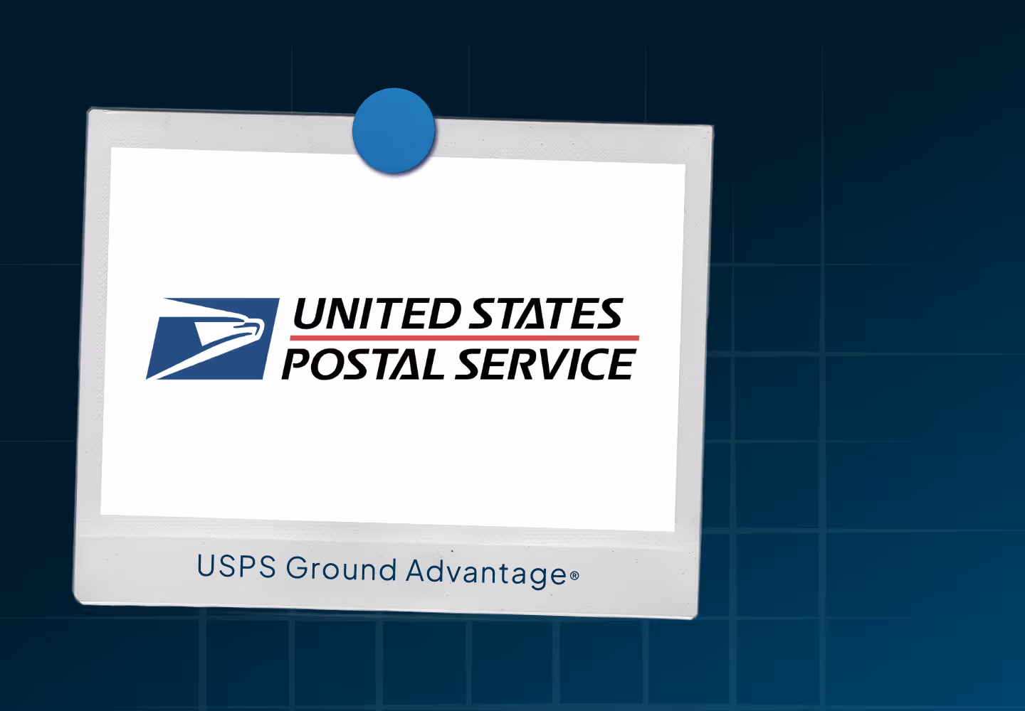 USPS logo pinned to a wall