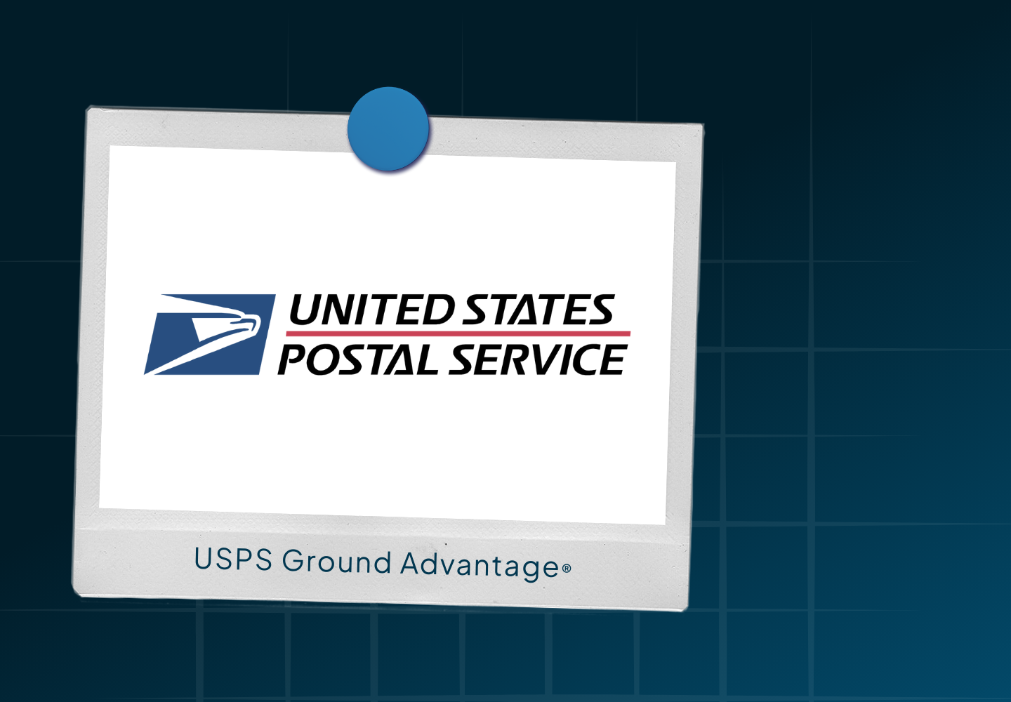 USPS logo pinned to a wall