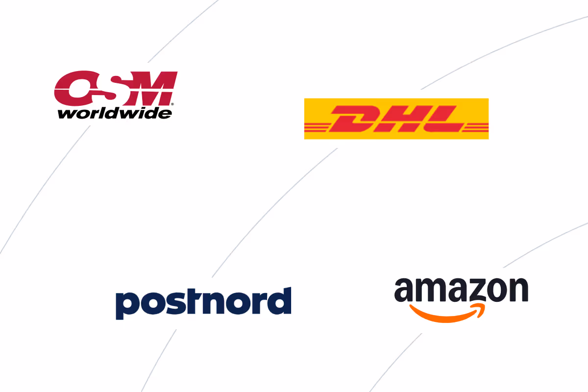 Featured logos for updated integrations OSM, DHL, Postnord, Amazon