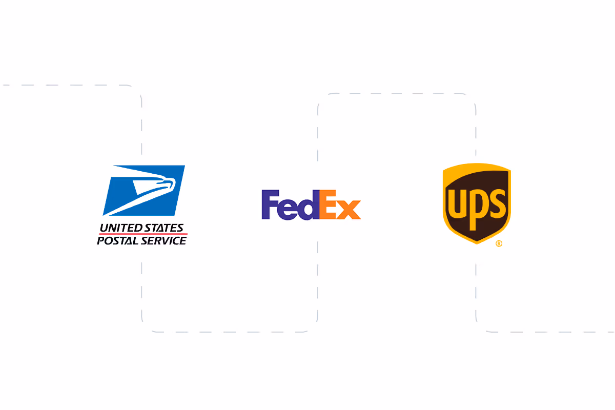 Featured logos for updated integrations USPS, UPS, Fedex