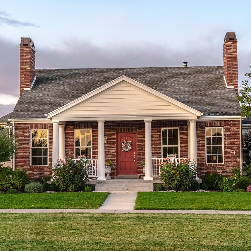 brick home with columns