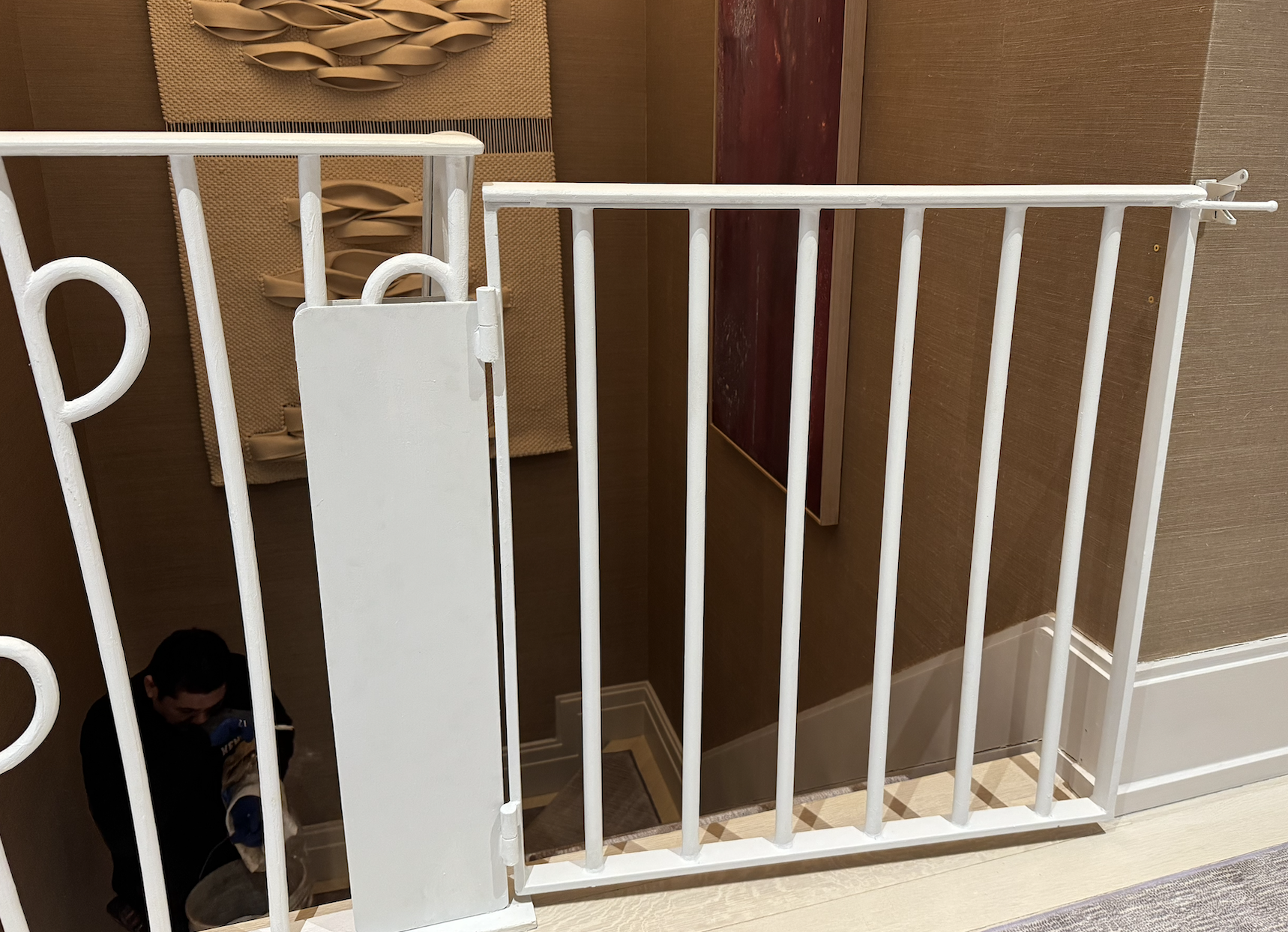 F048 retrofit removable baby gate, style to match existing railing