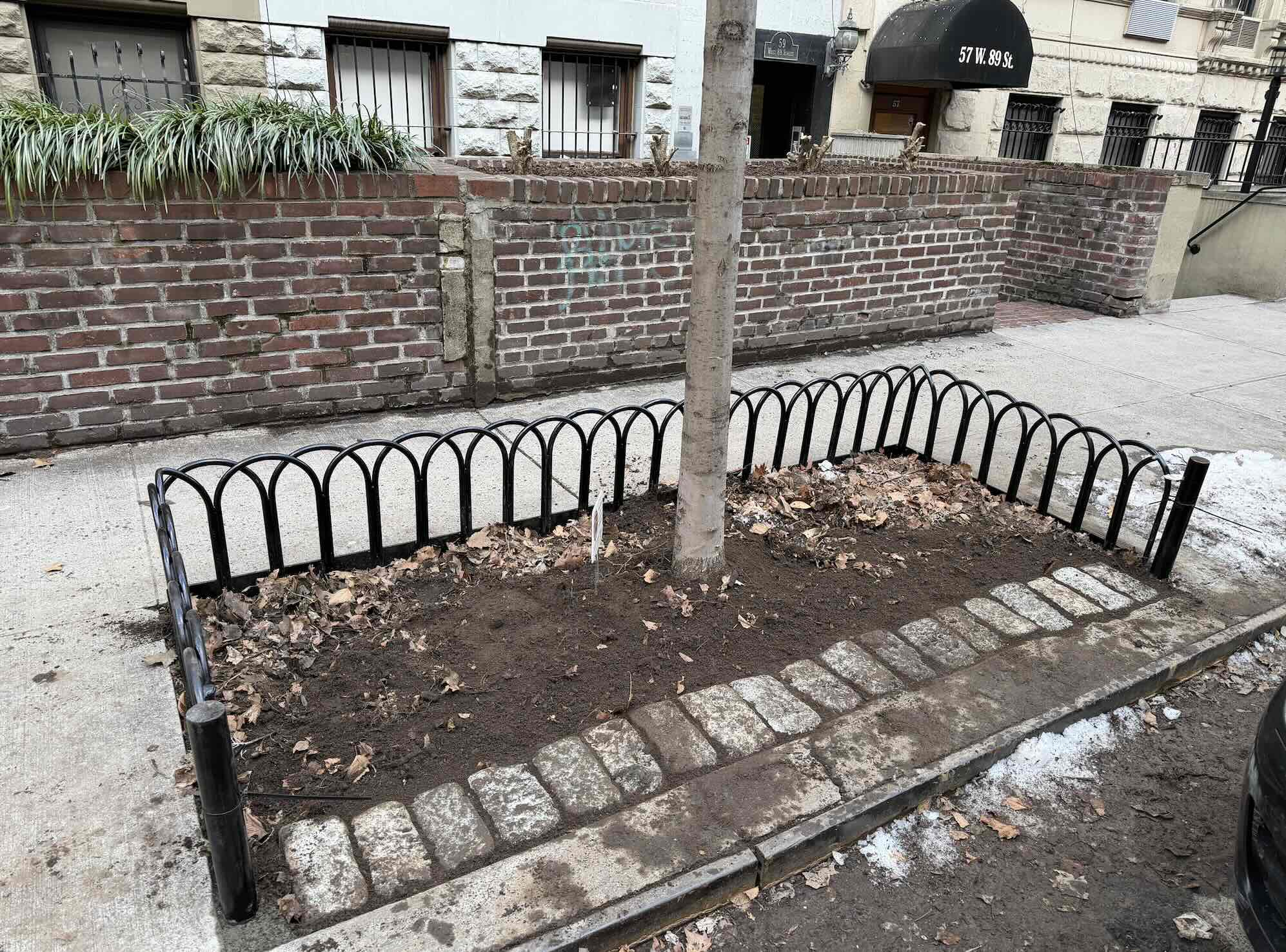TG045 Tree guard with overlapping arches, belgian blocks, and mini bollards 