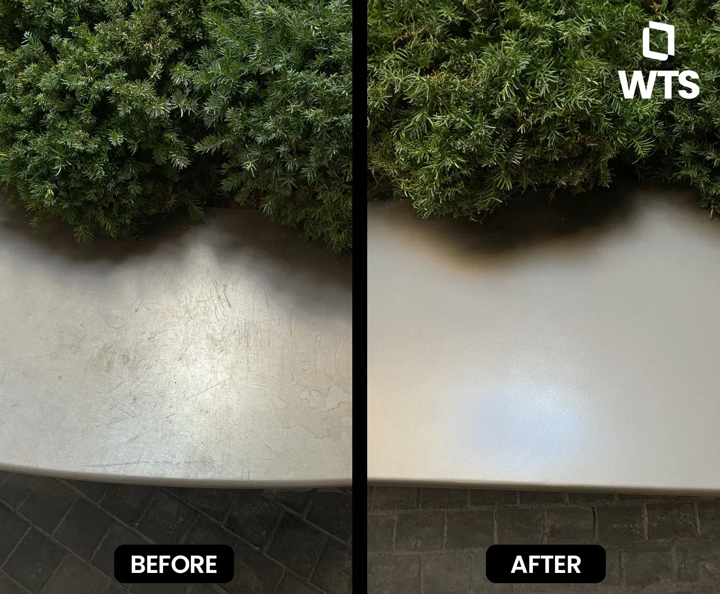 Brushed metal refinishing detail