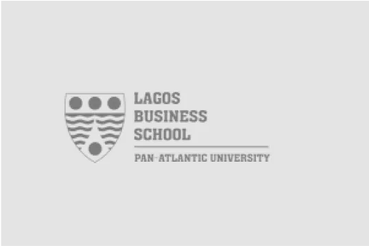 Lagos Business School logo with shield emblem and text 'Lagos Business School' and 'Pan-Atlantic University'.