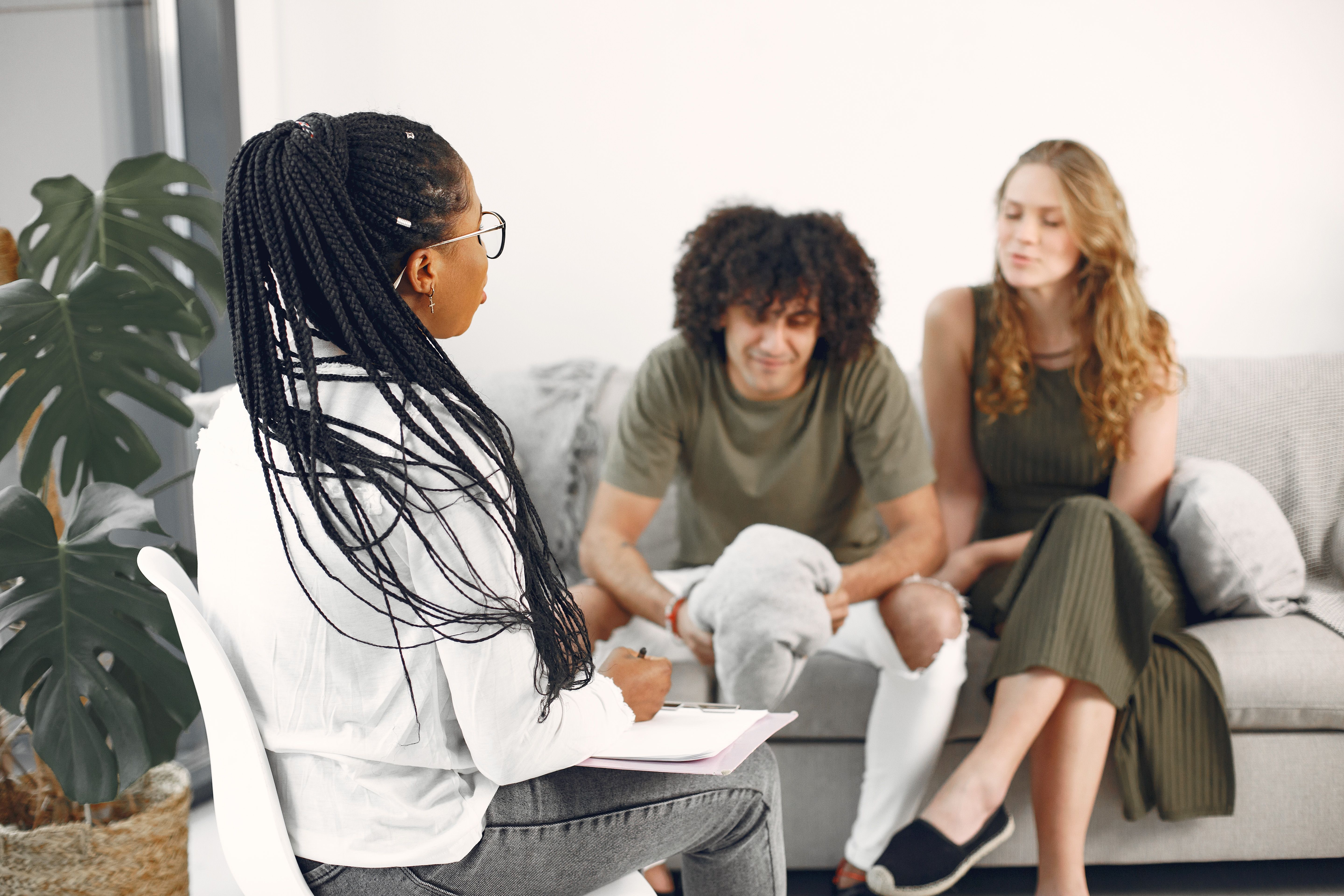 Couple in a therapy session with a counselor