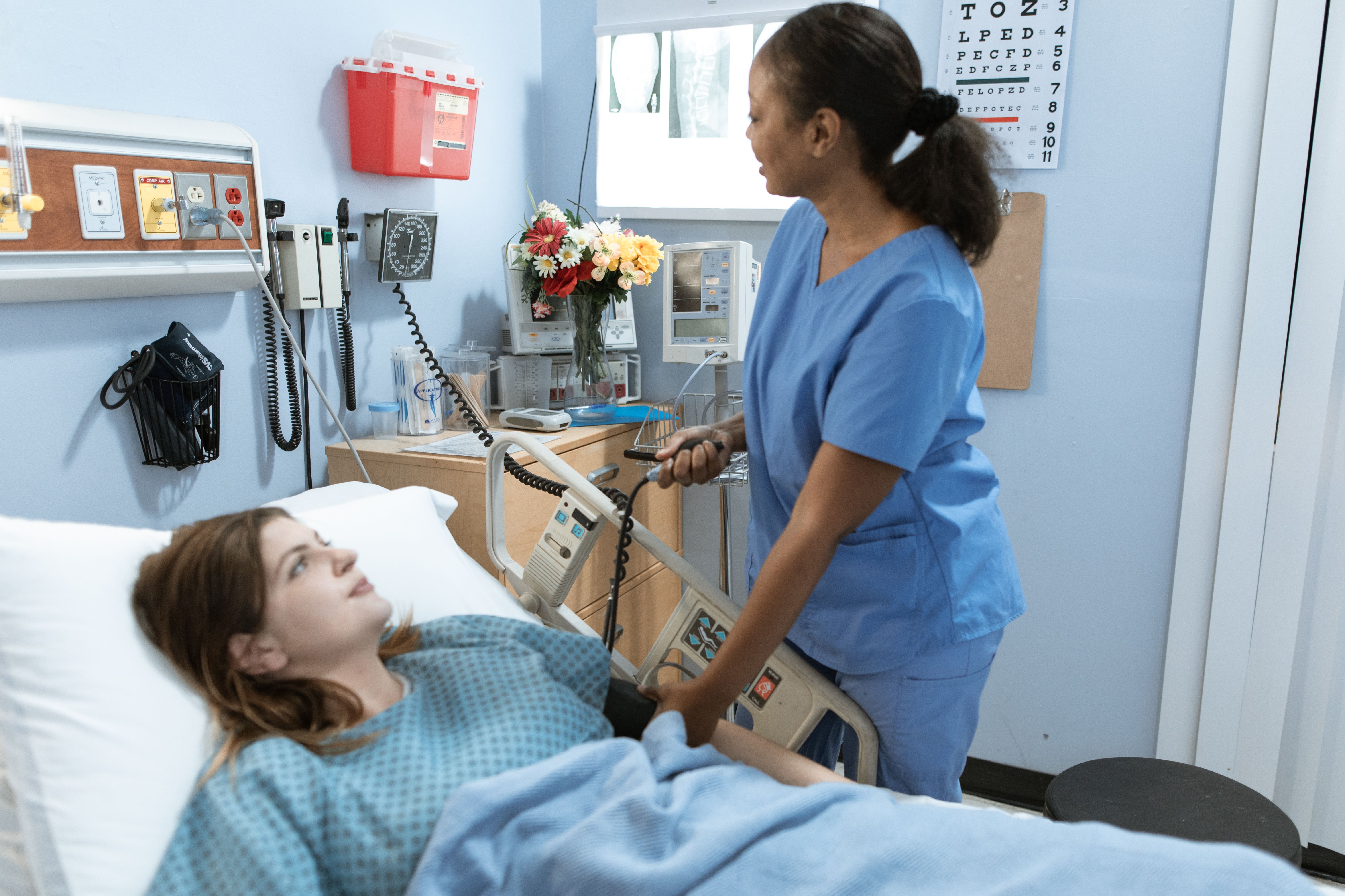 Nurse measuring a patient's blood pressure