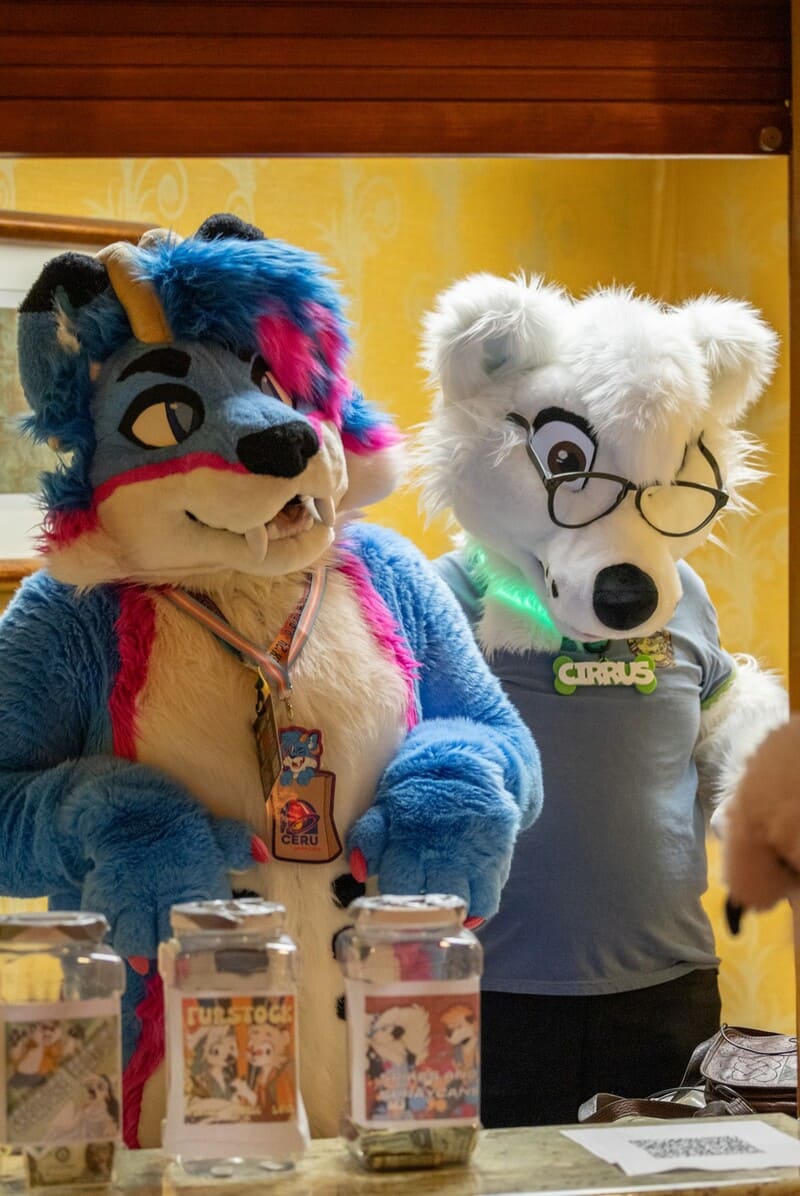 Two fursuiters at Info Desk