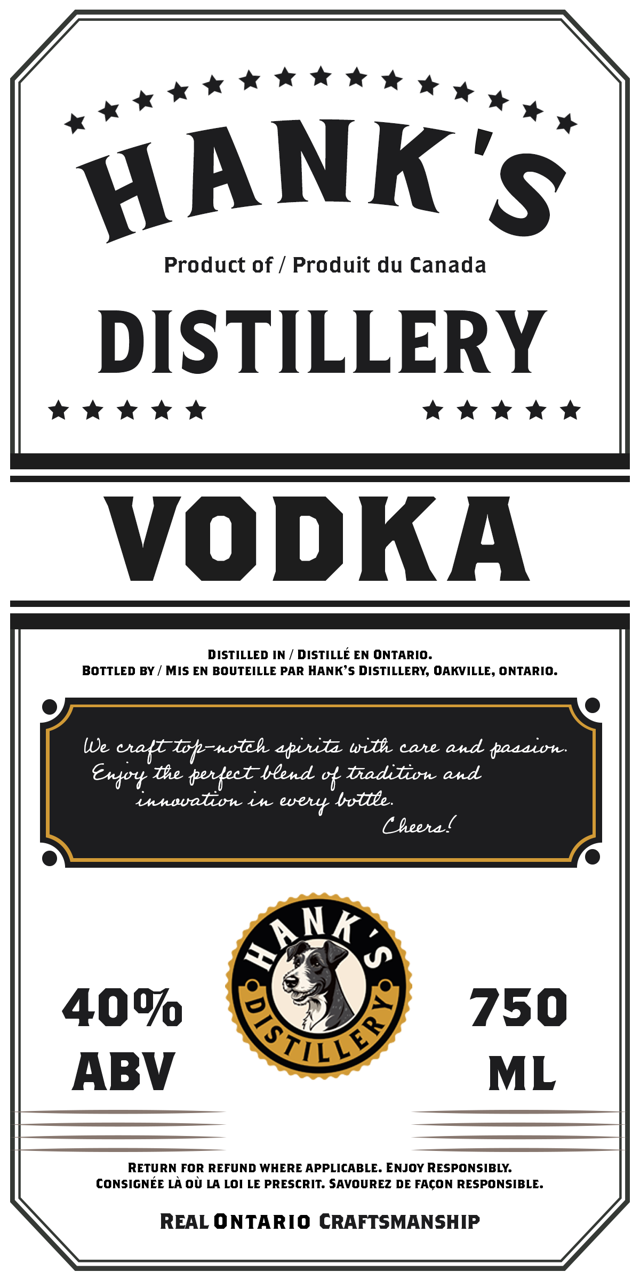 Hank's Vodka label