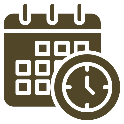 Icon of a calendar with a clock indicating scheduling or appointment time.